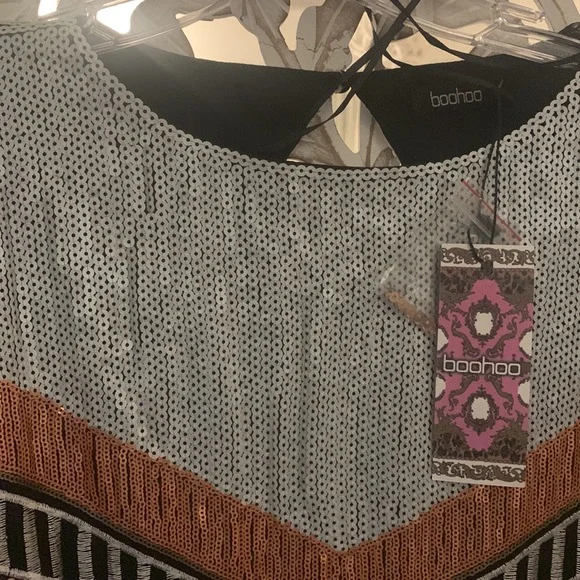 Brand New Multi color Gold Sequin Bodycon Dress by Boohoo, Size 12 - Picture 3 of 4